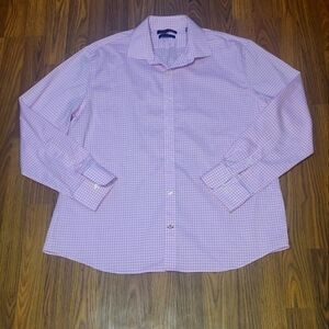 Tommy Hilfiger Pink Gingham Slim Fit Stretch Shirt XL 17 34/35  A66